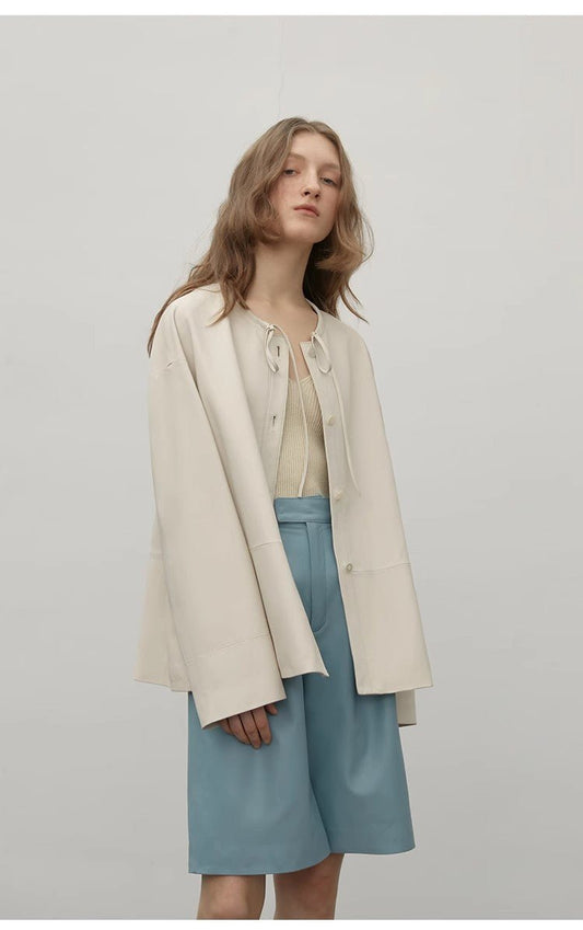 "Contrary Galaxy" Ultra - Thin Light - Coated Sheep Leather Jacket for Women - leather jacket - Firelady Fur