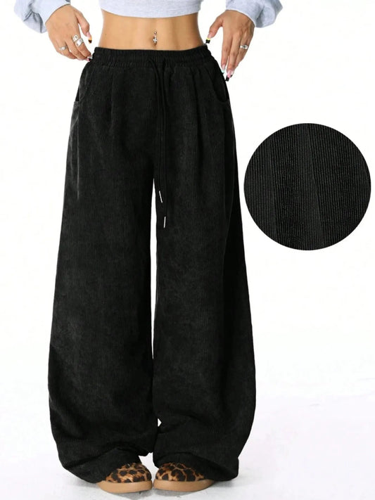 Drawstring Wide Leg Pants - Trendsi