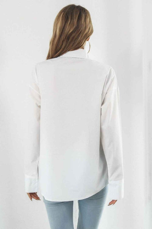 Dropped Shoulder Longline Shirt - Trendsi