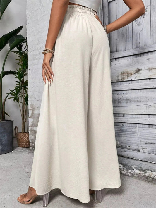 Frill Wide Leg Pants - Trendsi