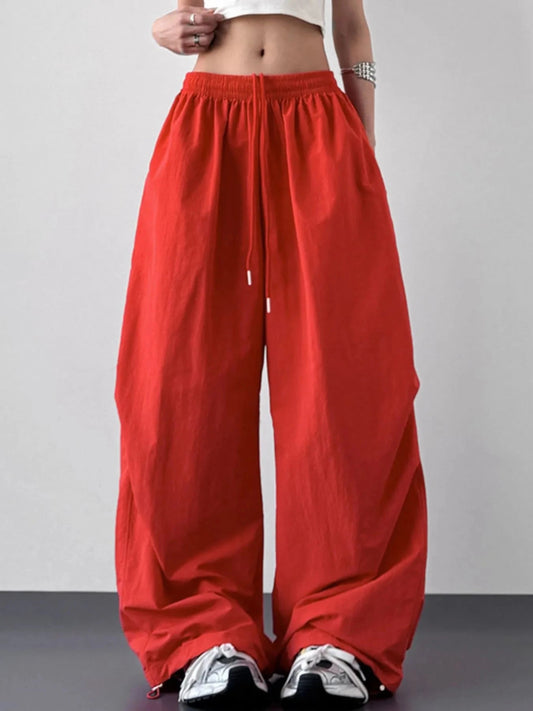 Wide Leg Drawstring Pants - Trendsi