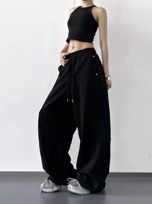 Wide Leg Drawstring Pants - Trendsi