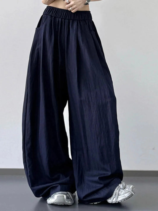 Wide Leg Pants with Elastic Waistband - Trendsi