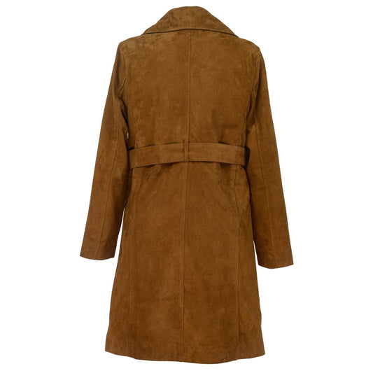 Women’s Caramel Brown Suede Trench Coat