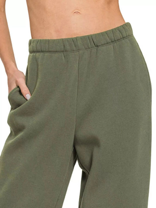 Zenana Fleece Sweatpant with Pockets - Trendsi