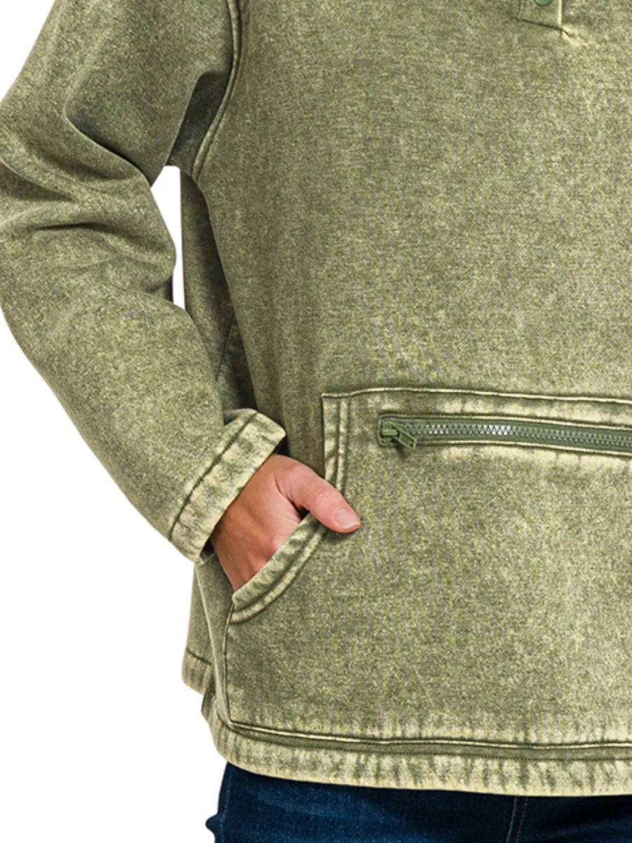 Zenana Fleece High Neck Sweatshirt