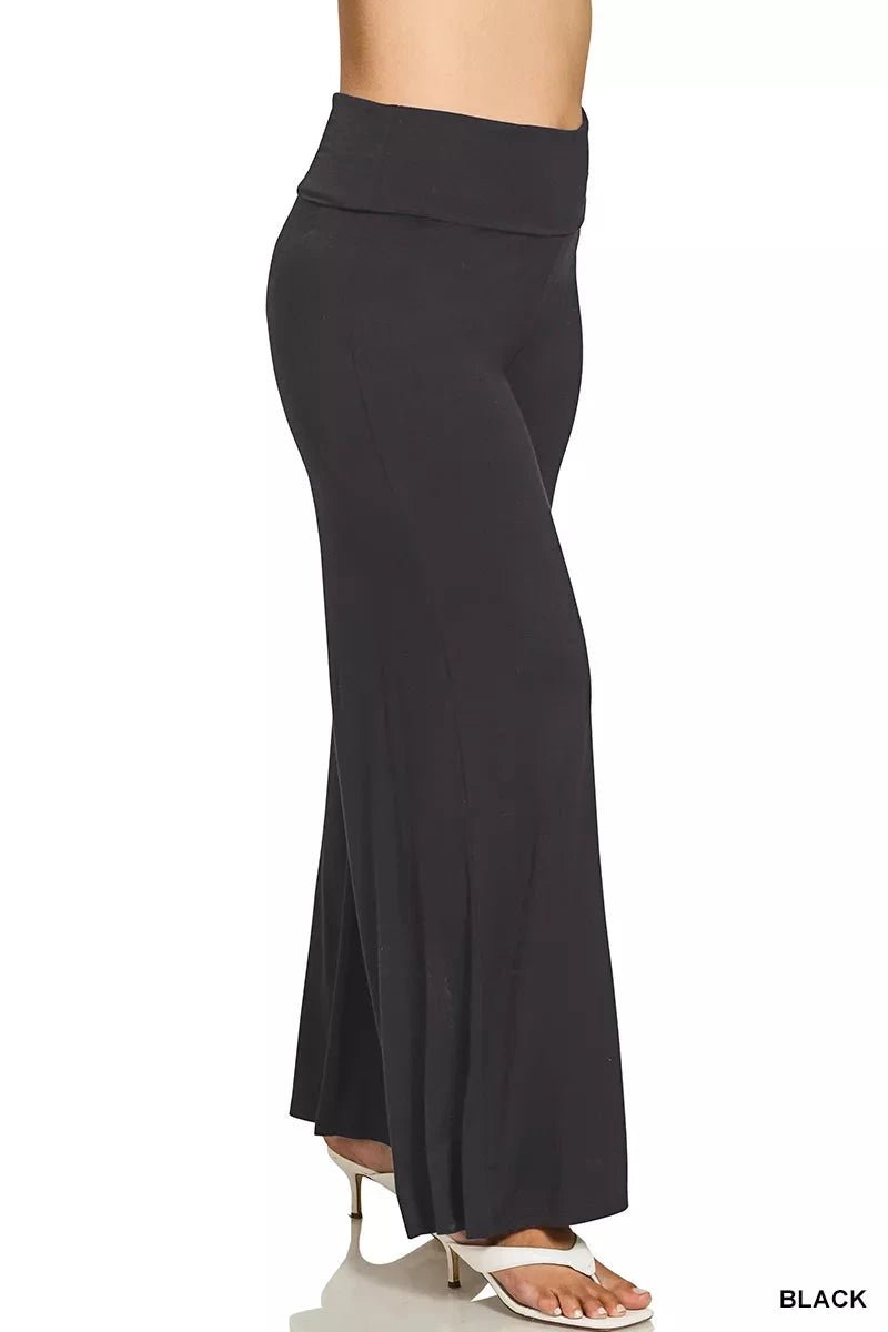 Zenana Full Size Fold Over Waist Comfy Wide Leg Pants Plus Size - Trendsi