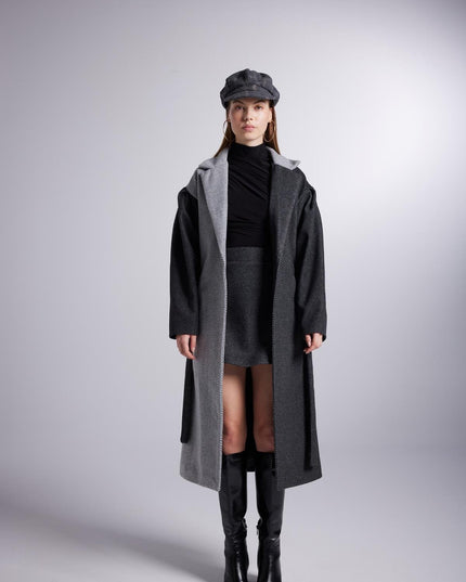 Grey Cashmere Belted Maxi Trench Coat