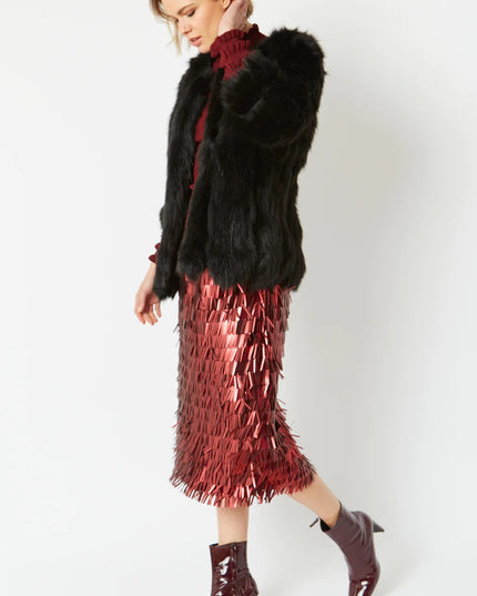 Black Faux Fur Coat UK 8-14 Size Women