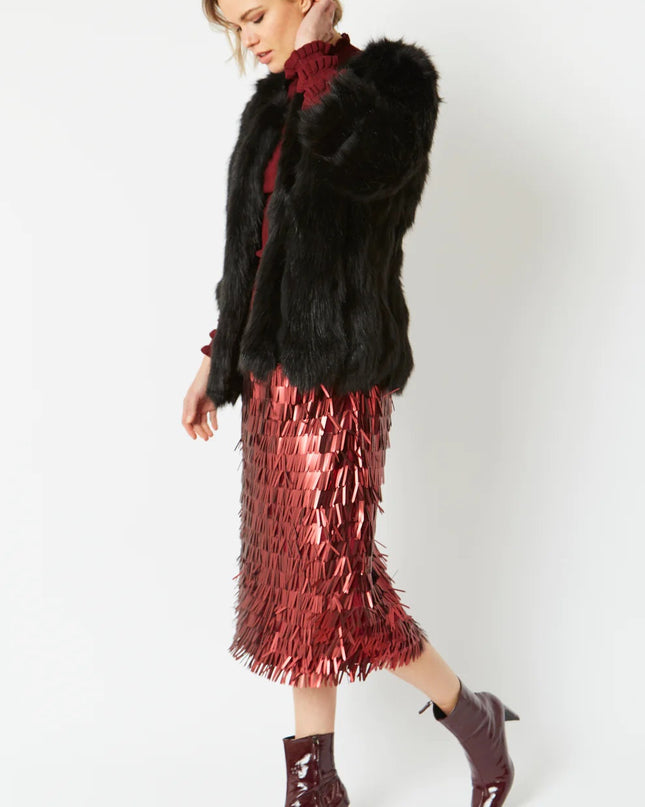 Black Faux Fur Coat UK 8-14 Size Women