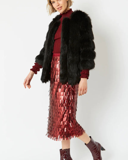 Black Faux Fur Coat UK 8-14 Size Women