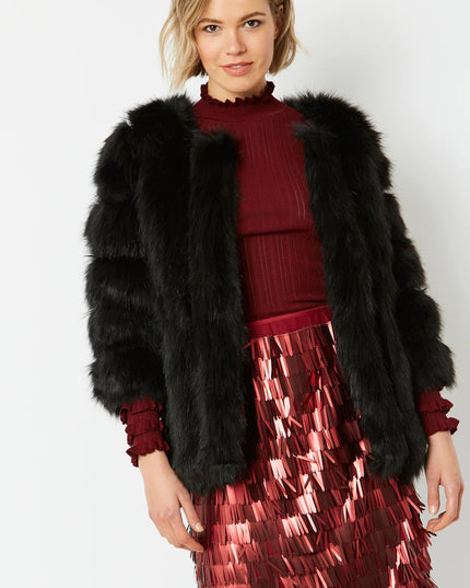 Black Faux Fur Coat UK 8-14 Size Women