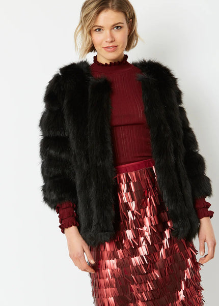 Black Faux Fur Coat UK 8-14 Size Women