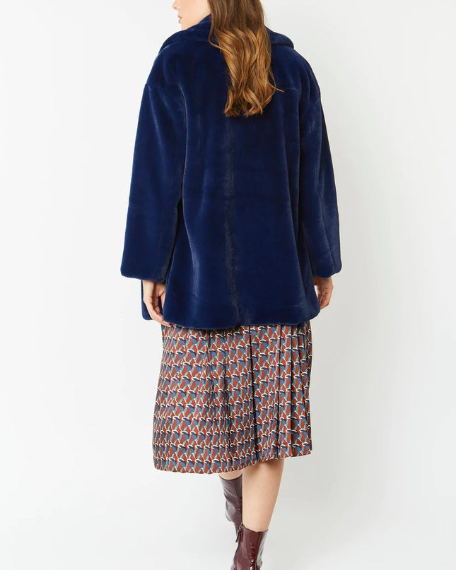 Blue Faux Fur Midi Coat UK 8-14 / US 4-10 Fit