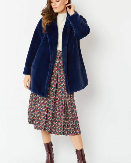 Blue Faux Fur Midi Coat UK 8-14 / US 4-10 Fit