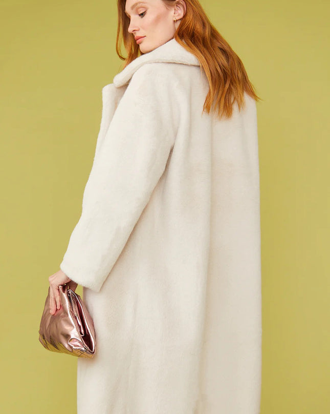 Cream Faux Fur Duchess Maxi Coat Luxury Oversized Midi Length Coats UK 8-12 US 4-8 Sizes
