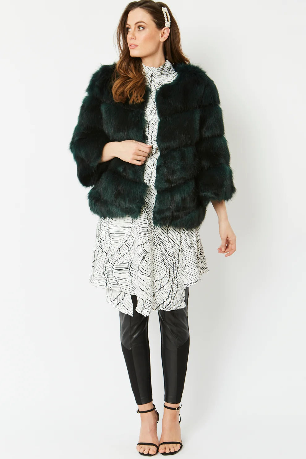 Dark Green Faux Fur Coat