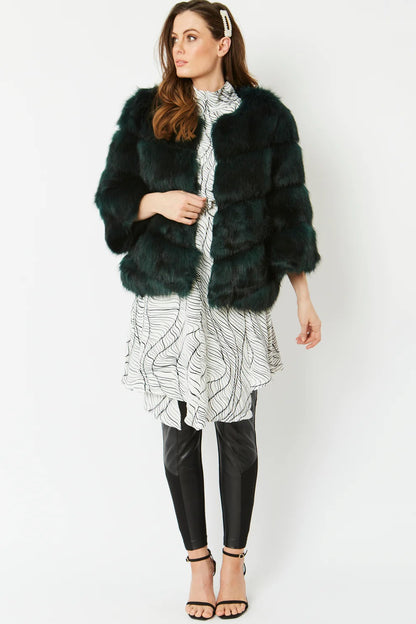 Dark Green Faux Fur Coat