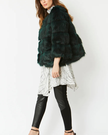 Dark Green Faux Fur One Size Coat.