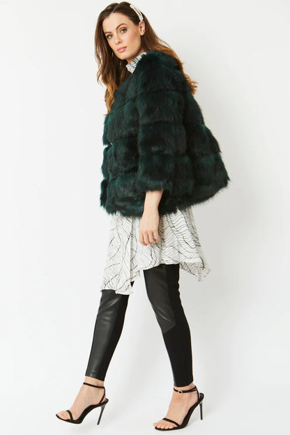Dark Green Faux Fur Coat