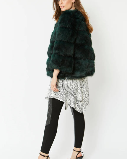 Dark Green Faux Fur One Size Coat.