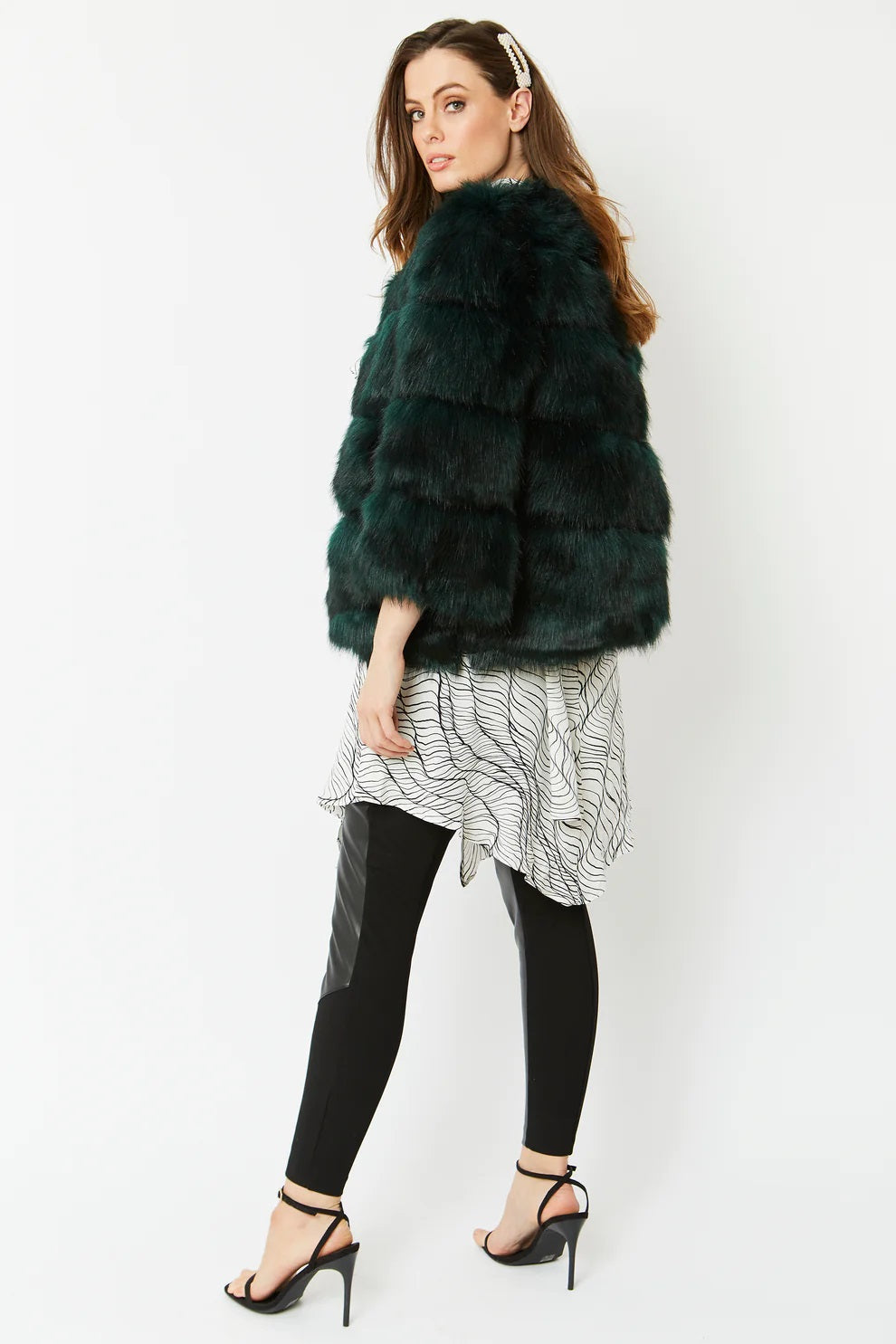 Dark Green Faux Fur Coat