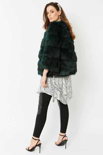 Dark Green Faux Fur Coat