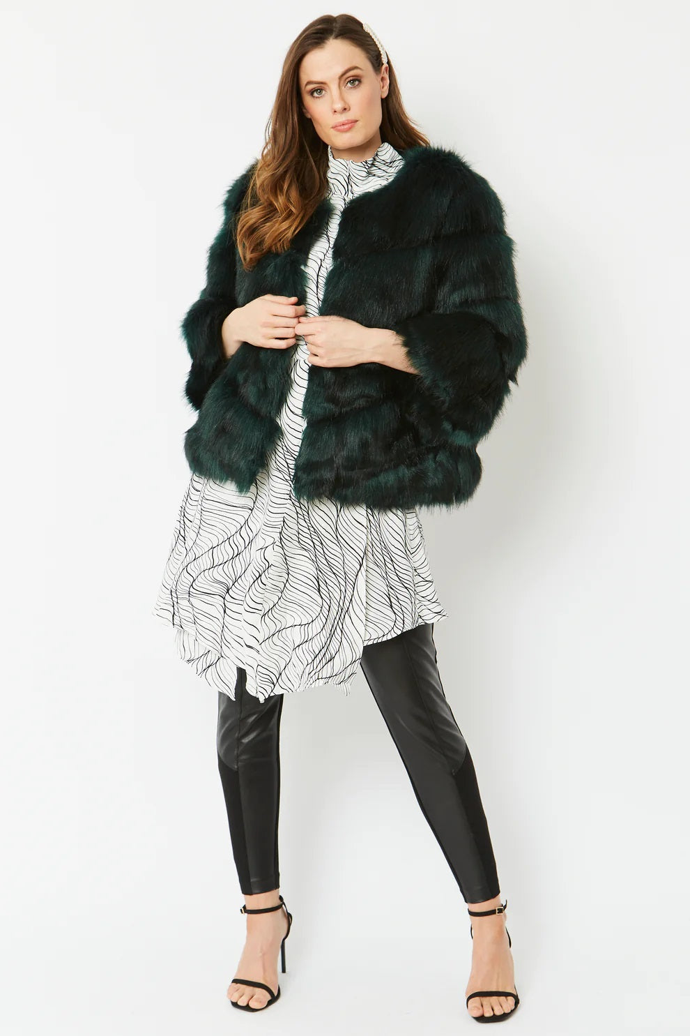 Dark Green Faux Fur Coat