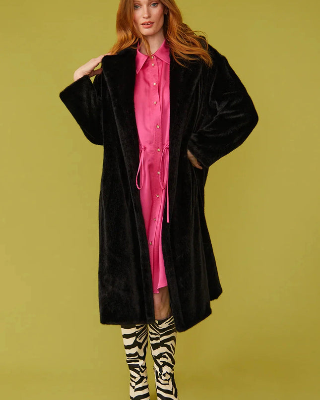 Black Faux Fur Duchess Winter Coat Luxury Oversized Wrap Free Shipping