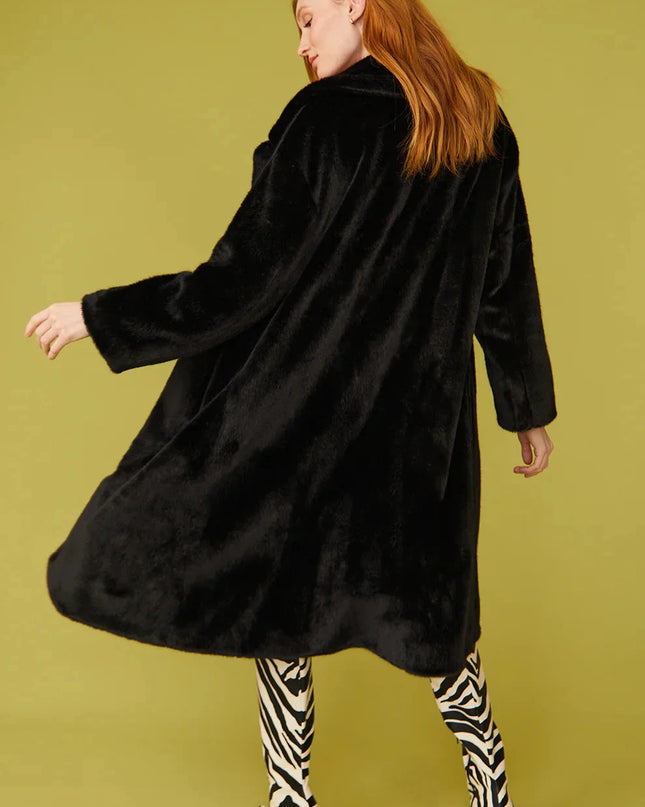 Black Faux Fur Duchess Winter Coat Luxury Oversized Wrap Free Shipping