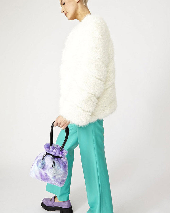 Gaga Faux Fur Striped White Coat Women's Winter Coat