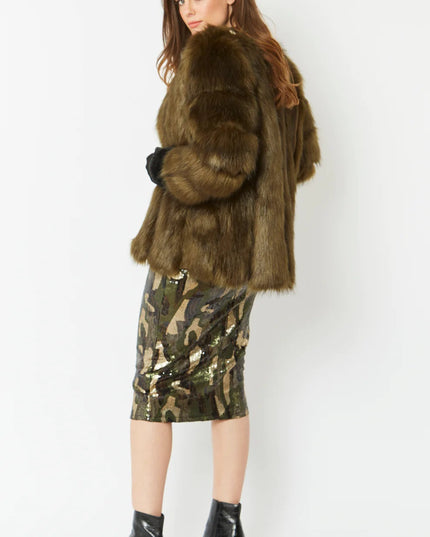 Green Faux Fur One Size Coat UK 8-14 US 4-10