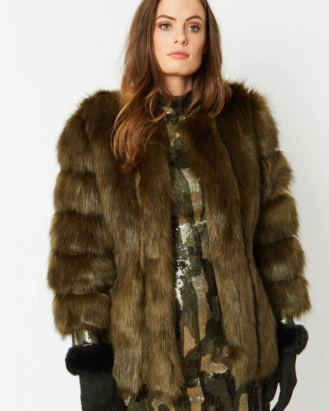 Green Faux Fur One Size Coat UK 8-14 US 4-10