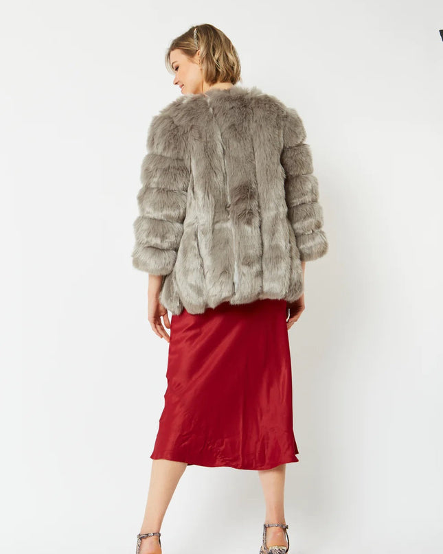 Grey Faux Fur Coat UK 8-14 US 4-10 One Size Luxury Faux Fur Coat