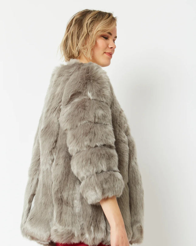 Grey Faux Fur Coat UK 8-14 US 4-10 One Size Luxury Faux Fur Coat
