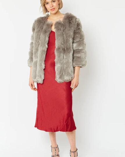 Grey Faux Fur Coat UK 8-14 US 4-10 One Size Luxury Faux Fur Coat