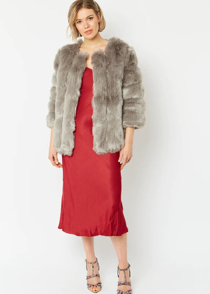 Grey Faux Fur Coat UK 8-14 US 4-10 One Size Luxury Faux Fur Coat