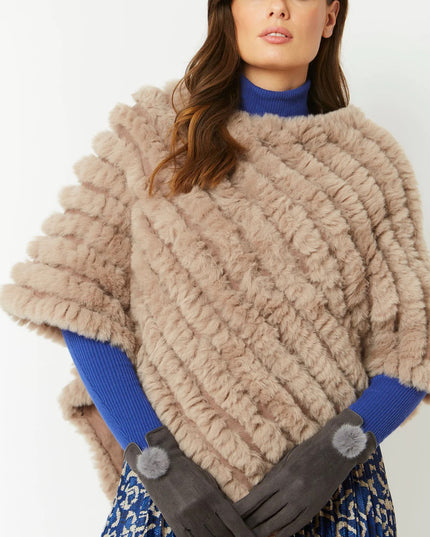 Grey Faux Suede Gloves with Faux Fur Pom Poms Touch Screen Gloves for Women-0