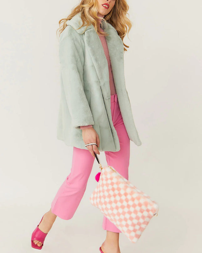 Light Green Faux Fur Midi Coat UK 8-14, US 4-10