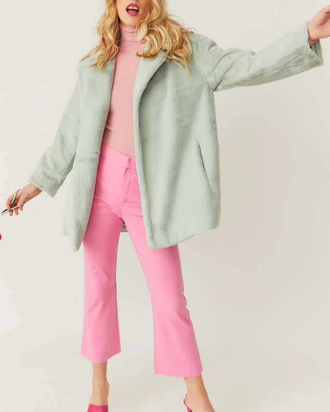 Light Green Faux Fur Midi Coat UK 8-14, US 4-10