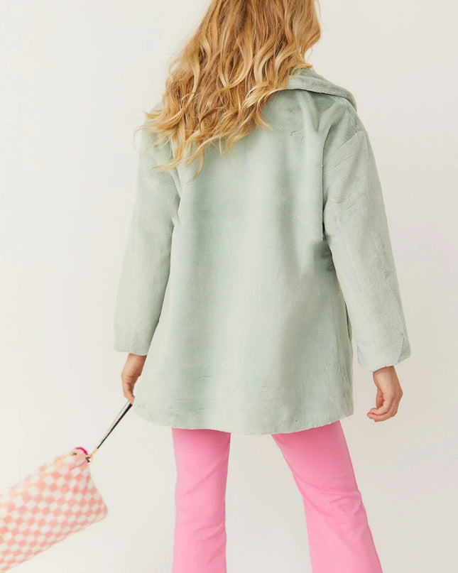 Light Green Faux Fur Midi Coat UK 8-14, US 4-10