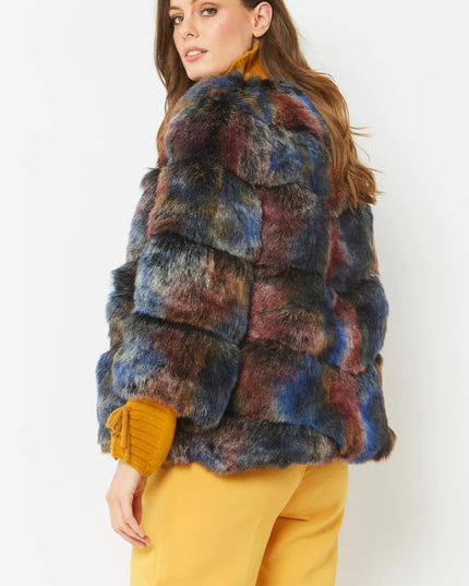 Multicolor Faux Fur Ella Coat One Size Fits UK8-14 US4-10