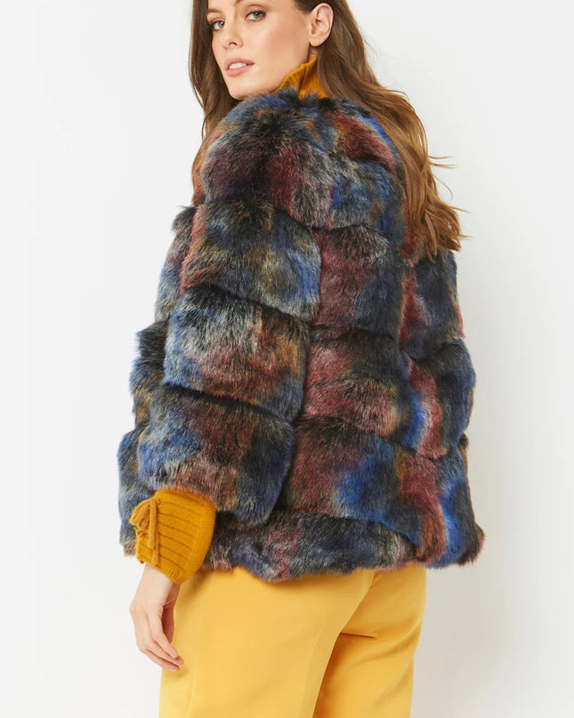 Multicolor Faux Fur Ella Coat One Size Fits UK8-14 US4-10