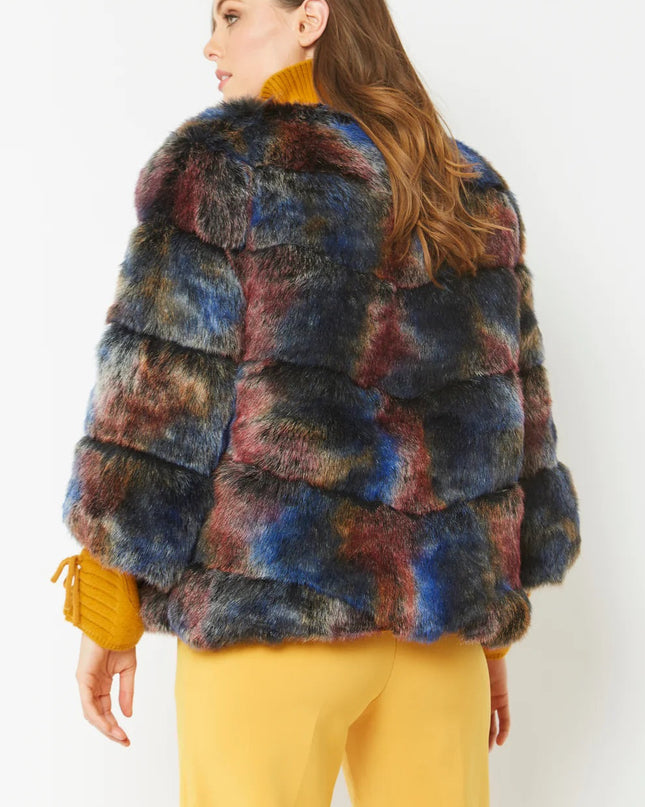 Multicolor Faux Fur Ella Coat One Size Fits UK8-14 US4-10
