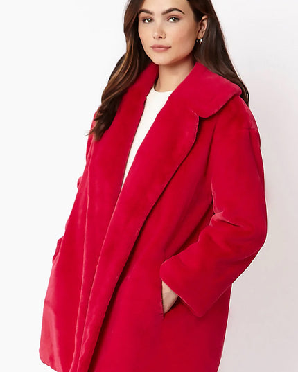 Pink Faux Fur Midi Coat | Luxurious Oversized Ladies Winter Coats UK 8-14 US 4-10 Fit