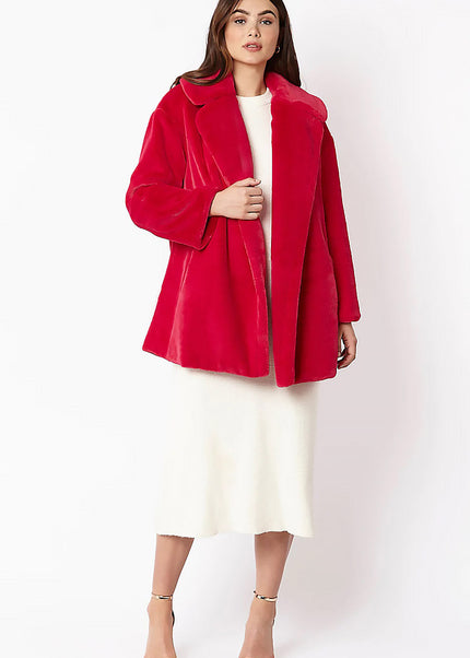 Pink Faux Fur Midi Coat | Luxurious Oversized Ladies Winter Coats UK 8-14 US 4-10 Fit