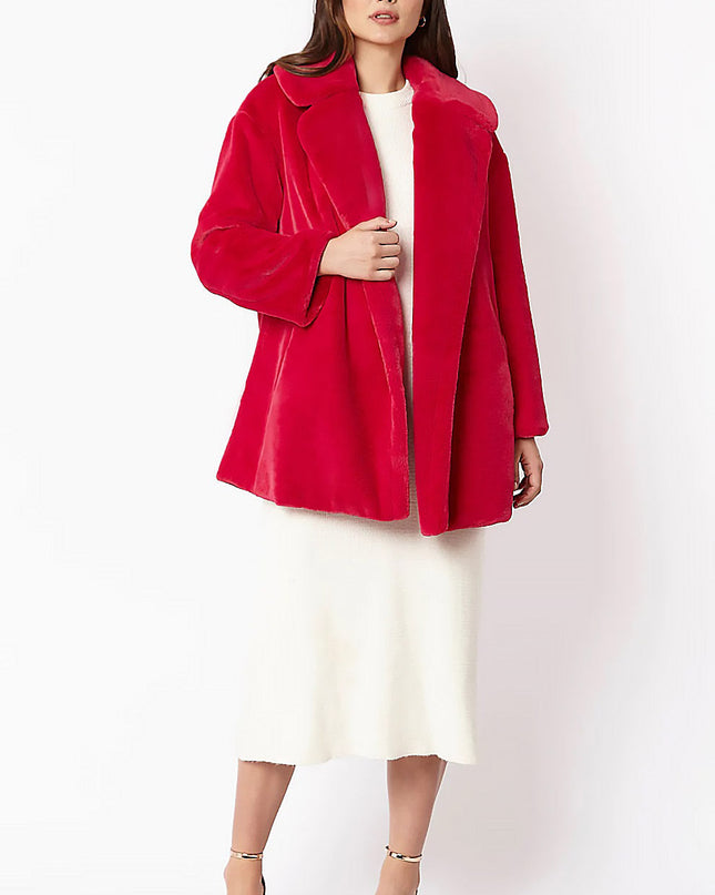 Pink Faux Fur Midi Coat | Luxurious Oversized Ladies Winter Coats UK 8-14 US 4-10 Fit