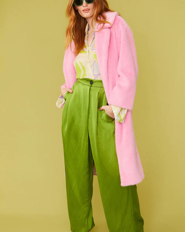 Light Pink Faux Fur Duchess Maxi Coat