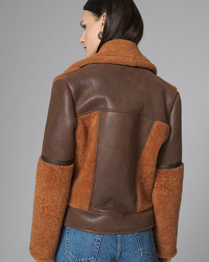 Cognac Shearling Leather Jacket