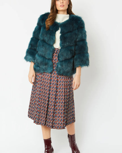 Teal Faux Fur Coat Uk 8-14 Size Ladies Long Coat